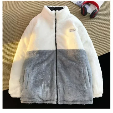 Padded Clothing Autumn Winter New Solid Color Double Sided Wearable Design Outdoor Travel Stand Collar Coat Men Warm